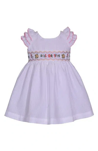 Iris & Ivy Kids' Triple Flutter Sleeve Smocked Dress In White