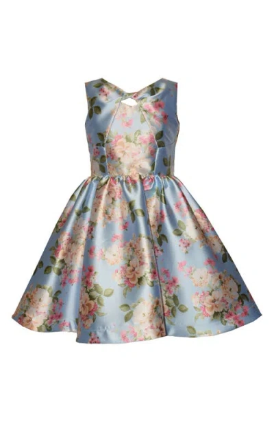 Iris & Ivy Kids' Twist Front Mikado Party Dress In Blue