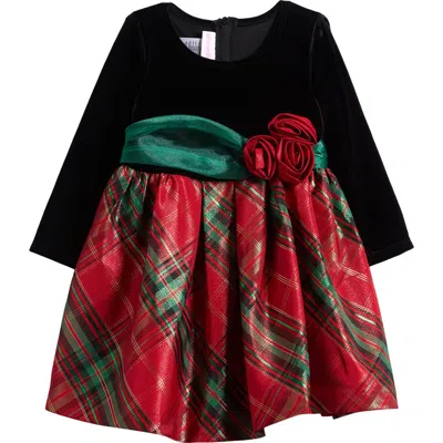 Iris & Ivy Babies'  Kids' Velvet Taffeta Plaid Dress In Red