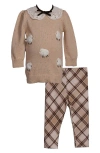 Iris & Ivy Little Lamb Sweater & Leggings Set In Brown