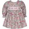 Iris & Ivy Long Sleeve Floral Smocked Party Dress In Sage