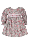 Iris & Ivy Long Sleeve Floral Smocked Party Dress In Sage