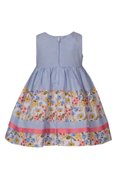 Iris & Ivy Babies'  Mixed Print Cotton Party Dress With Bloomers In Blue