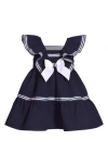 Iris & Ivy Nautical Flutter Sleeve Dress In Navy