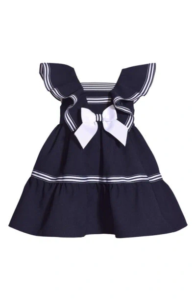 Iris & Ivy Babies' Nautical Flutter Sleeve Dress In Navy