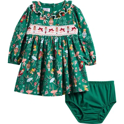 Iris & Ivy Babies'  Nutcracker Smocked Dress & Bloomers Set In Brown