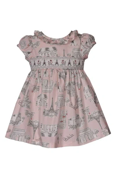 Iris & Ivy Babies'  Paris Smocked Cotton Poplin Party Dress In Pink
