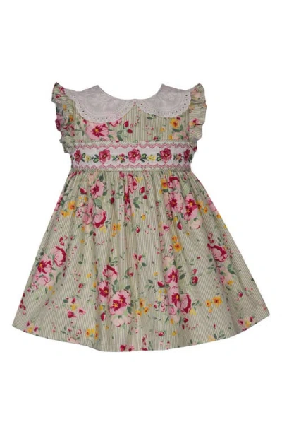 Iris & Ivy Babies'  Peter Pan Collar Floral Smocked Cotton Party Dress In Multi