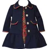 Iris & Ivy Plaid Dress & Coat Set In Blue