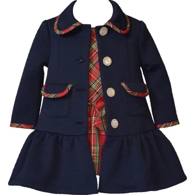Iris & Ivy Babies'  Plaid Dress & Coat Set In Blue