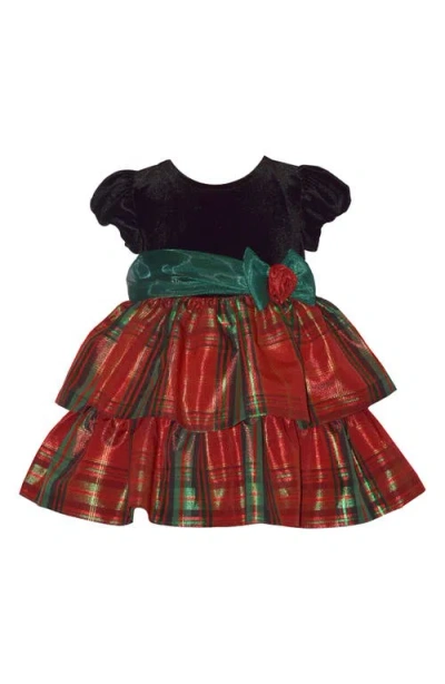 Iris & Ivy Babies'  Plaid Stretch Velvet & Taffeta Party Dress In Multi