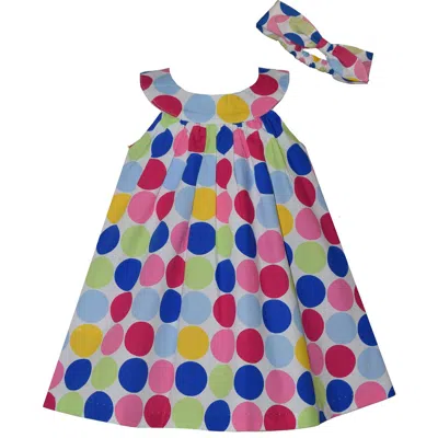 Iris & Ivy Babies'  Polka Dot Cotton Trapeze Dress & Headband Set In Multi