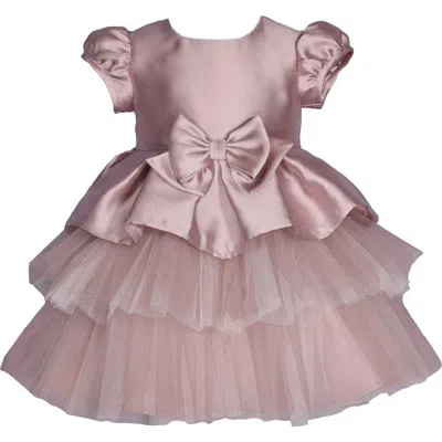 Iris & Ivy Babies'  Puff Sleeve Mikado Party Dress In Taupe