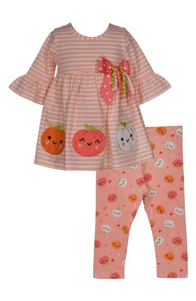 Iris & Ivy Babies'  Pumpkin Appliqué Dress & Leggings Set In Orange