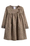 Iris & Ivy Ruffle Button Yoke Long Sleeve Dress In Brown