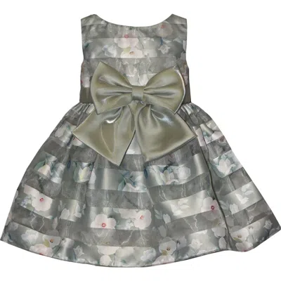 Iris & Ivy Babies'  Shadow Stripe Bow Dress In Gray