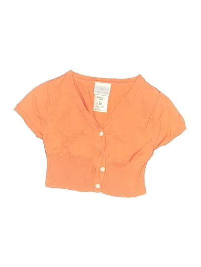 Pre-owned Iris & Ivy Kids' Short Sleeve Henley Shirt In Orange