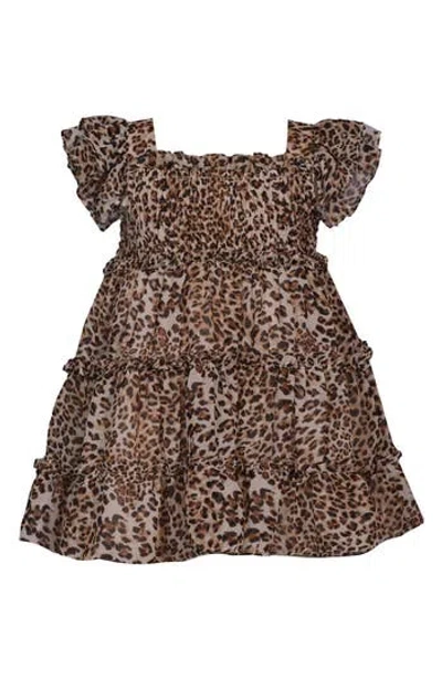 Iris & Ivy Babies'  Smocked Leopard Print Tiered Dress In Multi