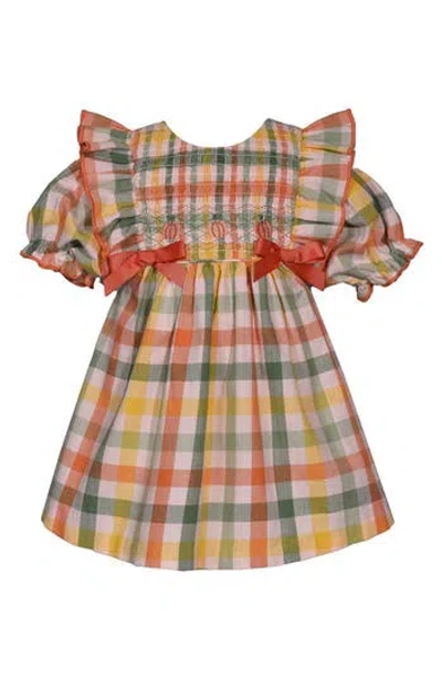 Iris & Ivy Babies'  Smocked Plaid Pumpkin Dress In Multi