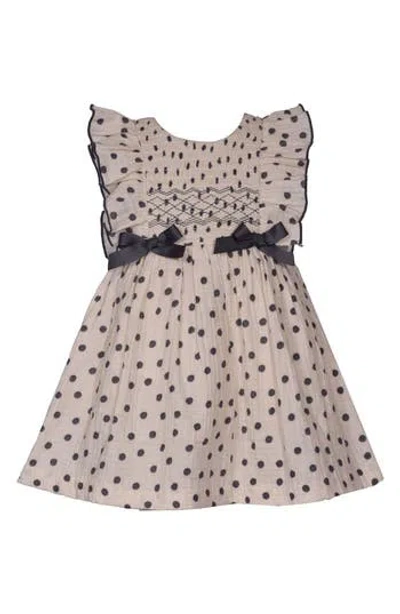 Iris & Ivy Babies'  Smocked Polkadot Dress In Neutral