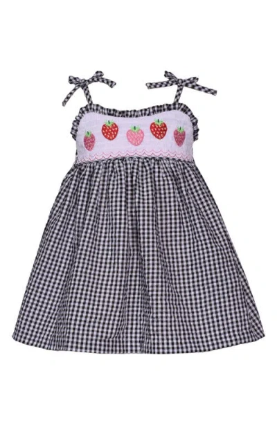 Iris & Ivy Babies'  Smocked Strawberry Seersucker Dress & Bloomers In Black/white