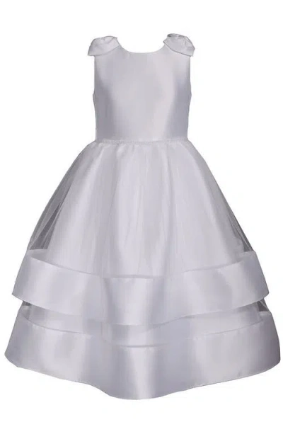 Iris & Ivy Kids'  Tiered Shantung Communion Dress In Gray