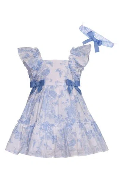 Iris & Ivy Babies'  Toile Clipdot Dress & Headband Set In Blue
