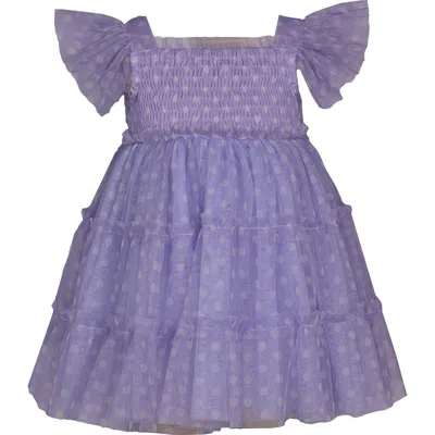 Iris & Ivy Babies'  Tulle Dot Dress & Denim Jacket Set In Purple