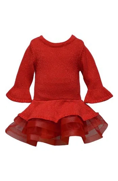 Iris & Ivy Babies'  Tutu Sweater Dress In Red