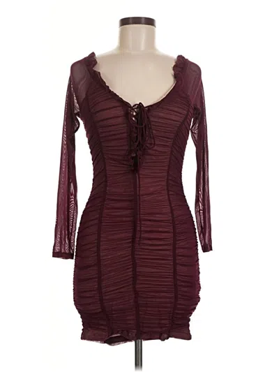 Pre-owned Iris Cocktail Dress In Burgundy