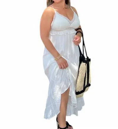 Iris Eyelet Maxi Dress In White In Blue
