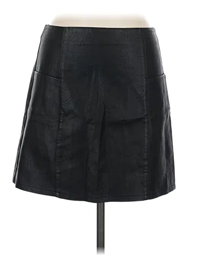 Pre-owned Iris Faux Leather Skirt In Black