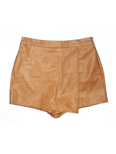 Pre-owned Iris Faux Leather Skirt In Brown