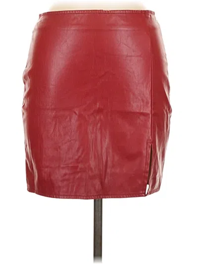 Pre-owned Iris Faux Leather Skirt In Burgundy