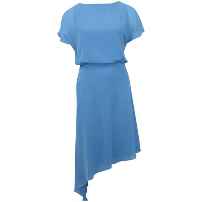Iris & Ink Asymmetrical Dress In Blue Polyester