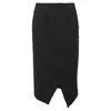 Iris & Ink Asymmetrical Midi Pencil Skirt In Black Wool In Black
