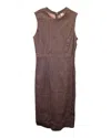 Iris & Ink Carrie Stretch Midi Dress In Brown Leather In Brown