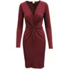 Iris & Ink Front Knot Midi Dress In Burgundy Viscose In Red