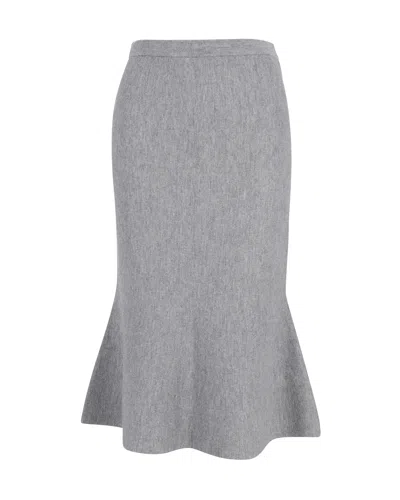 Iris & Ink Knit Flared Skirt In Gray Wool