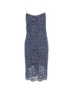 Iris & Ink Lace Midi Dress In Navy Blue Cotton In Blue