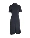 Iris & Ink Mock Neck Midi Length Dress In Black Viscose In Black