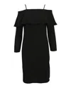 Iris & Ink Off The Shoulder Midi Dress In Black Polyester In Black