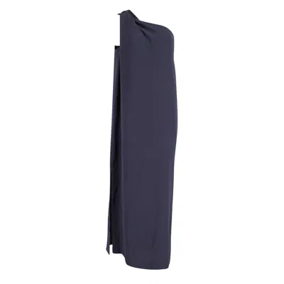 Iris & Ink One Shoulder Maxi Dress In Navy Blue Polyester
