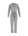 Iris & Ink Plaid Belted Jumpsuit In Grey Cotton In Grey