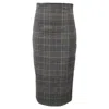 Iris & Ink Plaid Midi Pencil Skirt In Grey Wool In Grey