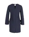 Iris & Ink Sleeve Bow Tunic Dress In Navy Polyester In Blue