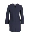 Iris & Ink Sleeve Bow Tunic Dress In Navy Polyester In Blue