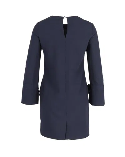 Iris & Ink Sleeve Bow Tunic Dress In Navy Polyester In Blue