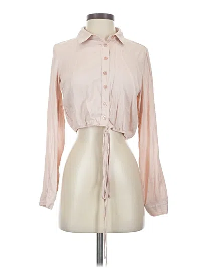 Pre-owned Iris Long Sleeve Blouse In Tan