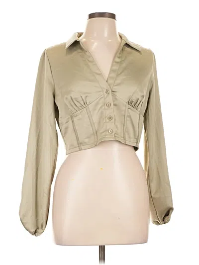 Pre-owned Iris Long Sleeve Blouse In Tan